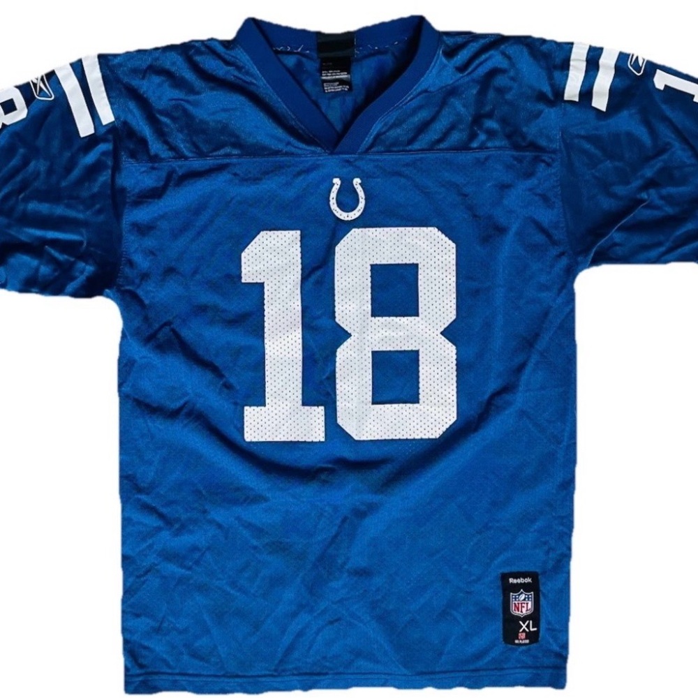 Reebok Peyton Manning Blue NFL Jersey #18 Indianapolis Colts Youth XL Mesh